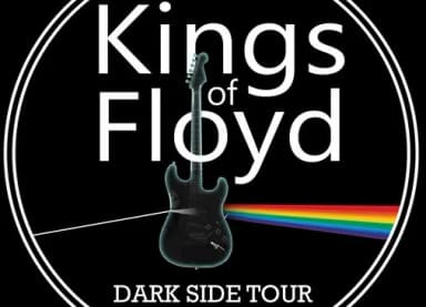 Logo „Kings of Floyd – Dark Side Tour“ mit E-Gitarre und Regenbogen-Prisma