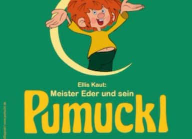 Plakat mit Comicfigur Pumuckl und Schriftzug 'Ellis Kaut: Meister Eder und sein Pumuckl'