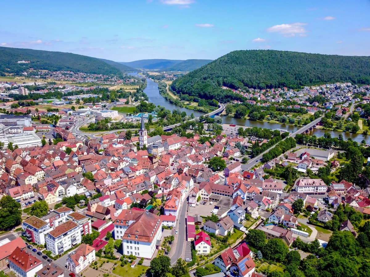 Luftbild der Stadt Lohr - Die schönste im ganzen Land