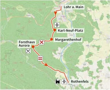 Karte der Route Zur Burg Rothenfels